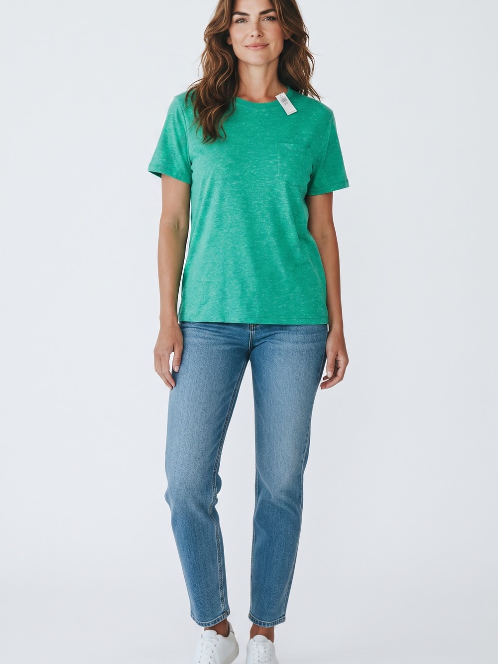 Old Navy Heathered Emerald Green Crewneck Tee cotton blend